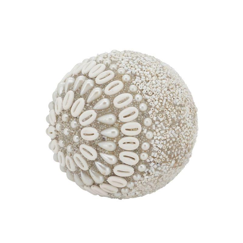 Elegant Off-White Beaded Decorative Orb Set