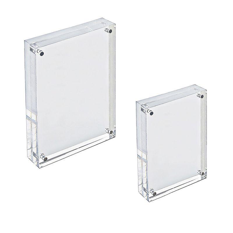 Azar Displays Clear Acrylic Magnetic Photo Block Frame Set with 4x6 and 5x7 size Frames