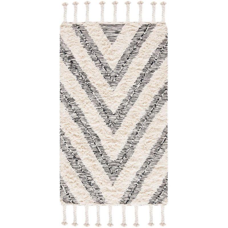 Kenya KNY901 Hand Knotted Accent Rug - Black/Ivory - 2'3"x4' - Safavieh.
