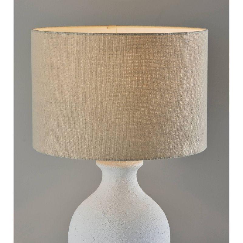 White Textured Ceramic Jug Table Lamp with Beige Shade