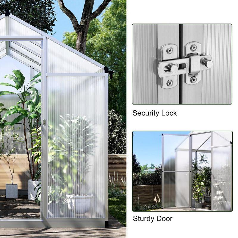 6x8 FT Greenhouse for Outdoors, Polycarbonate Greenhouse with Quick Setup Structure and Roof Vent