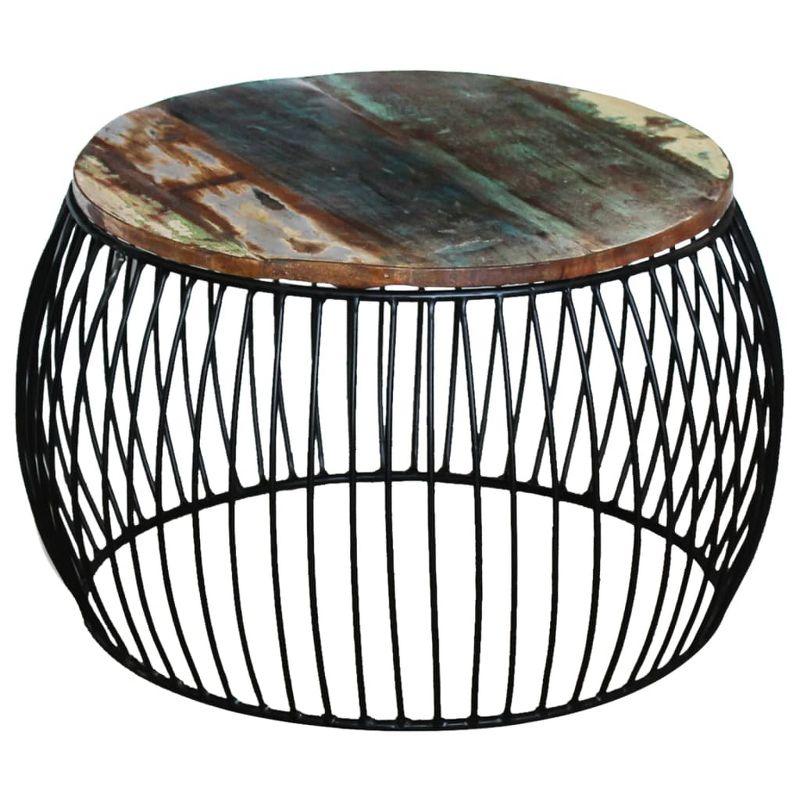 vidaXL Coffee Table Round Solid Reclaimed Wood 26.8 in.x14.6 in.