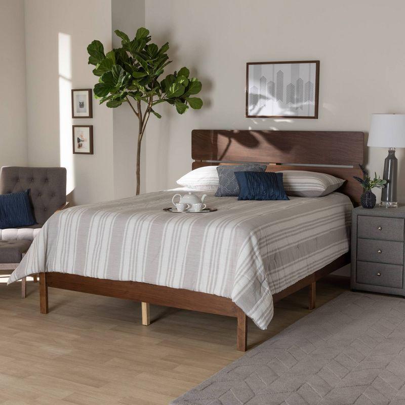 Full Anthony Wood Panel Bed Walnut - Baxton Studio