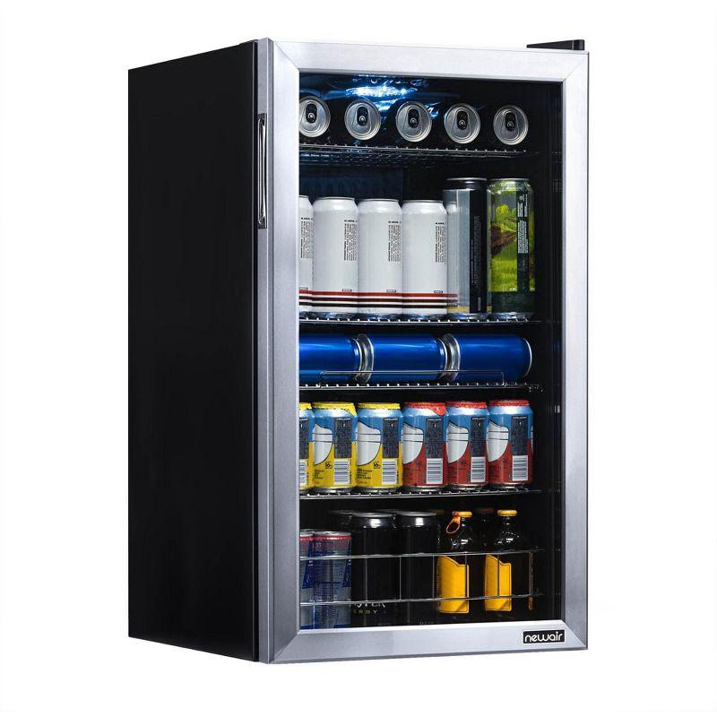 Newair 126 Can Freestanding Beverage Fridge in Stainless Steel with Adjustable Shelves