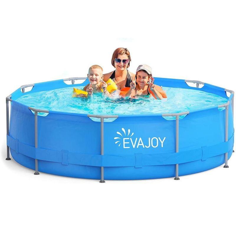 EVAJOY 12ft X 30in Metal Frame Above Ground Swimming Pool with Steel Frame Blue