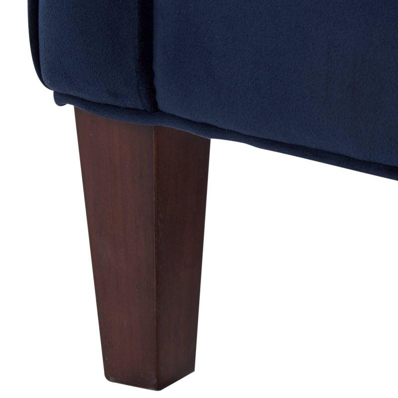 Questa Navy Blue Velvet Wooden Leg Accent Armchair