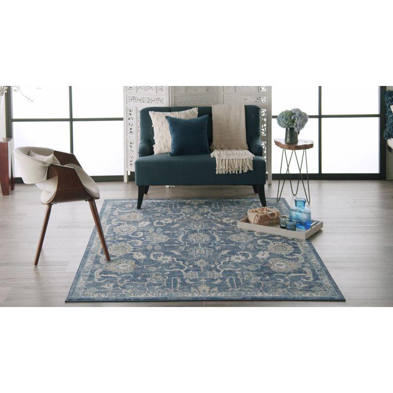 Navy Blue Traditional Persian 4' x 6' Synthetic Area Rug