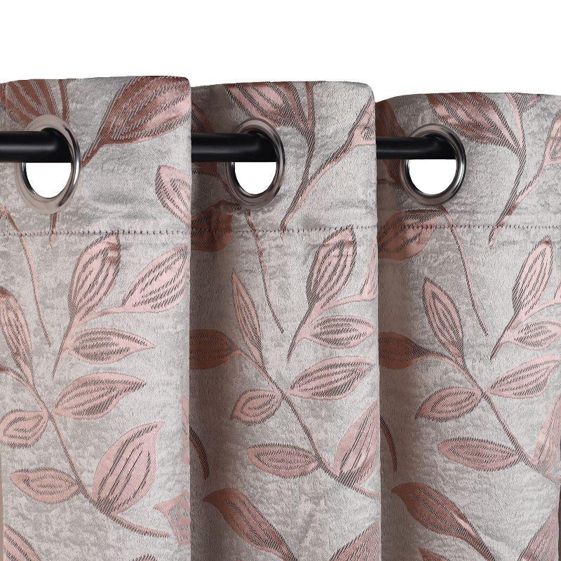 Modern Bohemian Leaves Room Darkening Semi-Blackout Curtains, Set of 2, 52"x108", Bronze - Blue Nile Mills