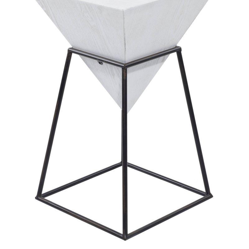 Geometric Accent Table White - Olivia & May: Modern Triangle Side Table, Metal Frame, Wood Top