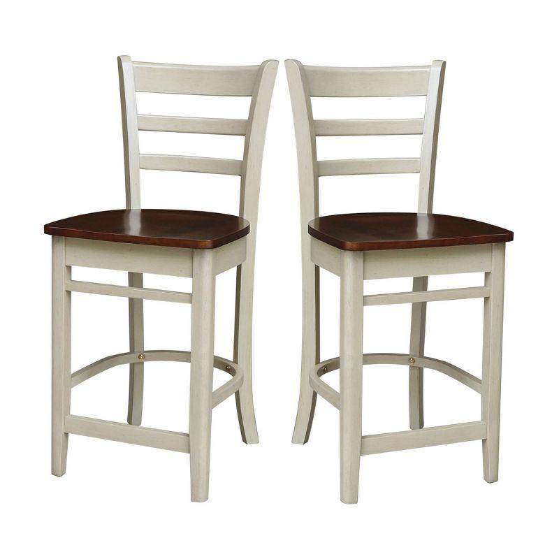 Emily 24" White Wood Counter Height Barstool