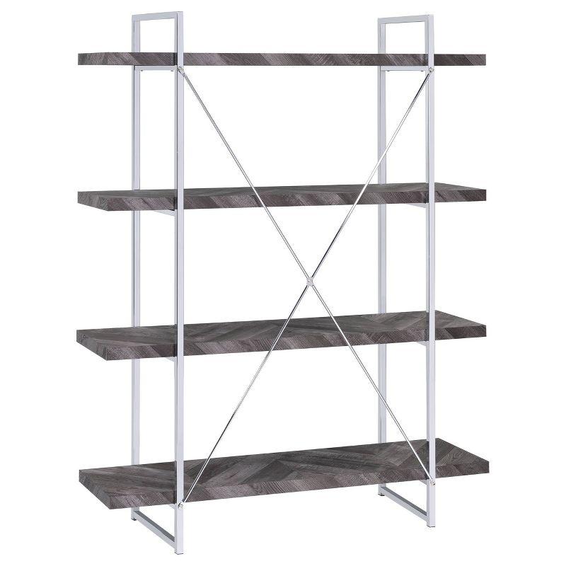 62.5" Grimma 4 Shelf Bookcase Rustic Gray - Coaster