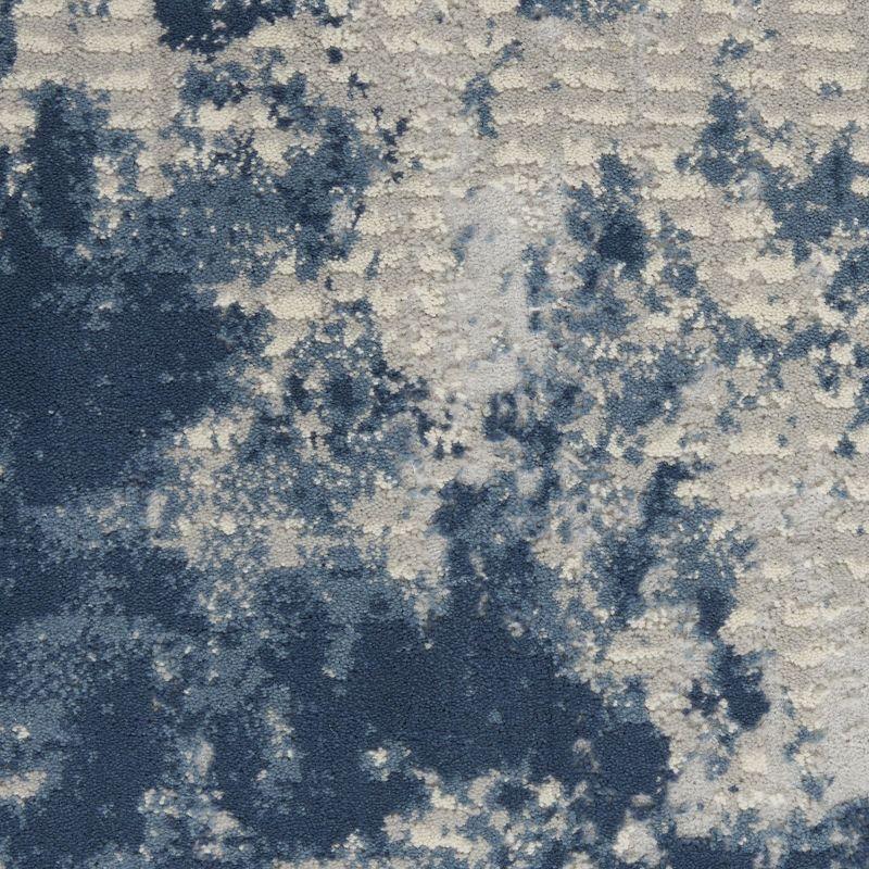 Gray and Blue Abstract 4' x 6' Synthetic Area Rug