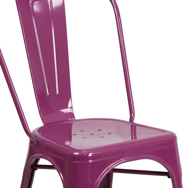 Purple Metal Indoor-Outdoor Stackable Side Chair