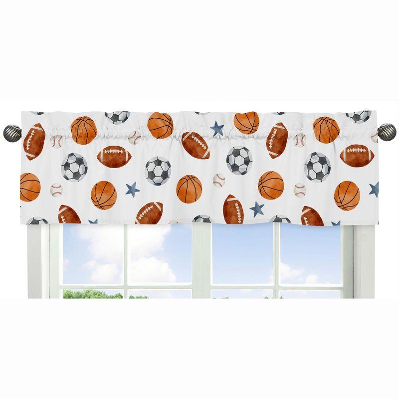 Sports Print Tailored 54'' W Window Valance in Red/Blue