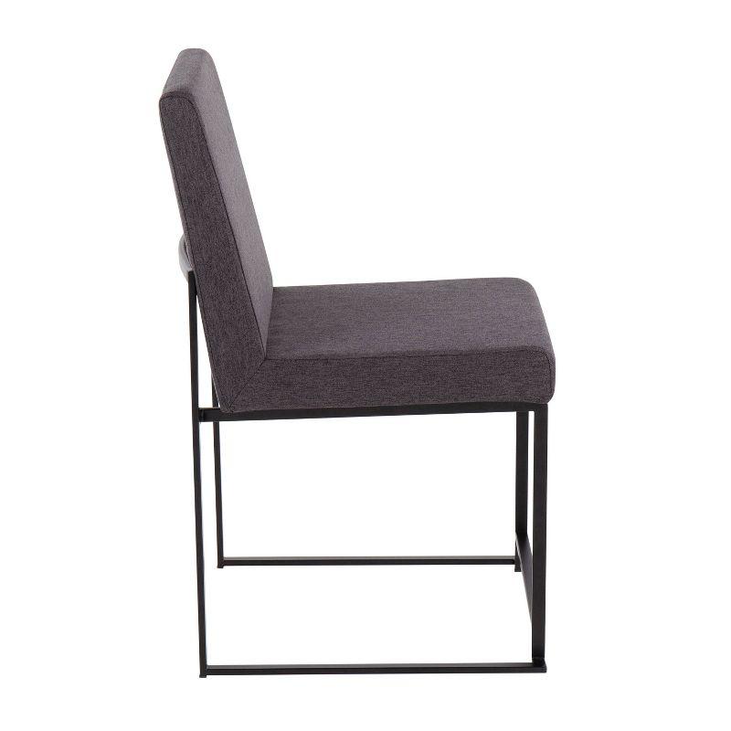 Set of 2 Highback Fuji Polyester/Steel Dining Chairs Black/Charcoal - LumiSource: Modern Kitchen & Room Seating, Foam Padded