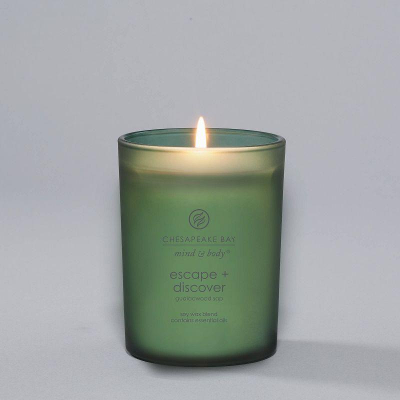 Frosted Glass Escape + Discover Lidded Jar Candle Green 8.8oz - Mind & Body by Chesapeake Bay Candle: Soy Wax, Essential Oils, 44hr Burn