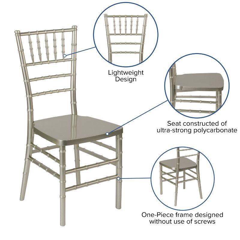 Silver Plastic Armless Chiavari Stacking Chair