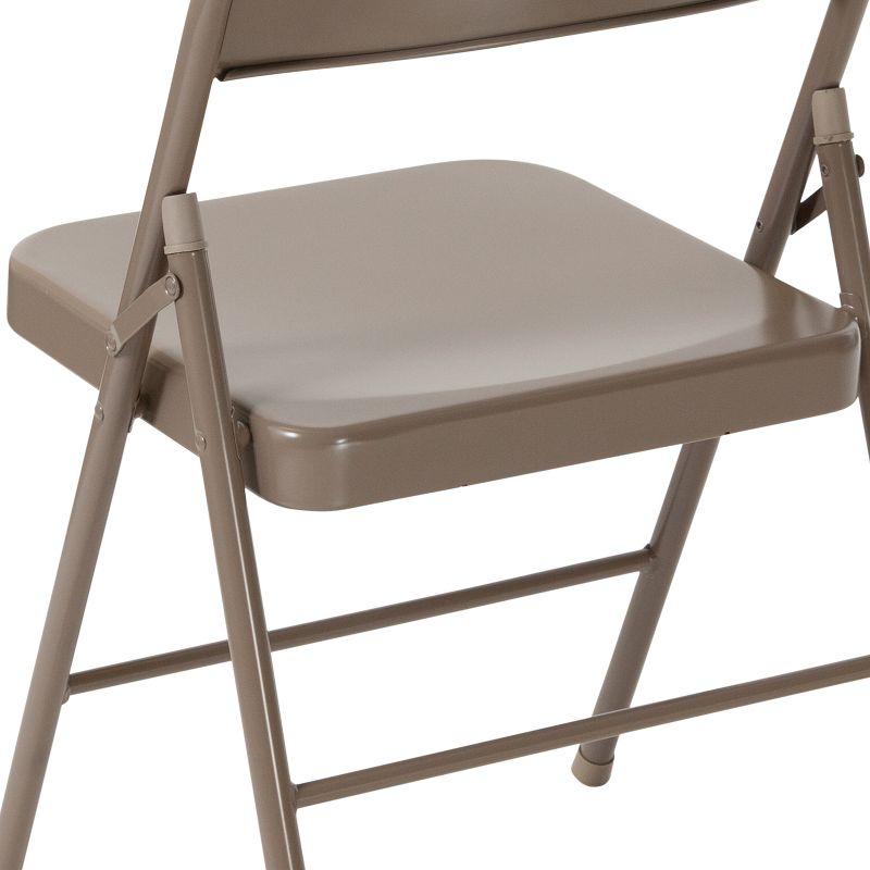 Beige Metal Foldable Reception Chair, 39" Length