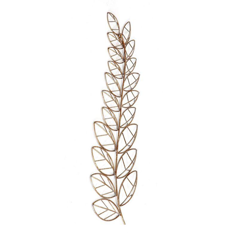 Brewster Eber Leaves Metal Wall Art: Iron Fern Sculpture, Copper Patina Finish, 33" Wide