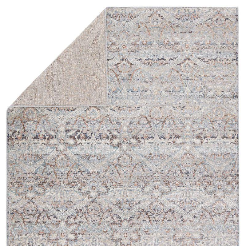 Edlynne Traditional Gray and Light Blue Ornate Filigree Area Rug