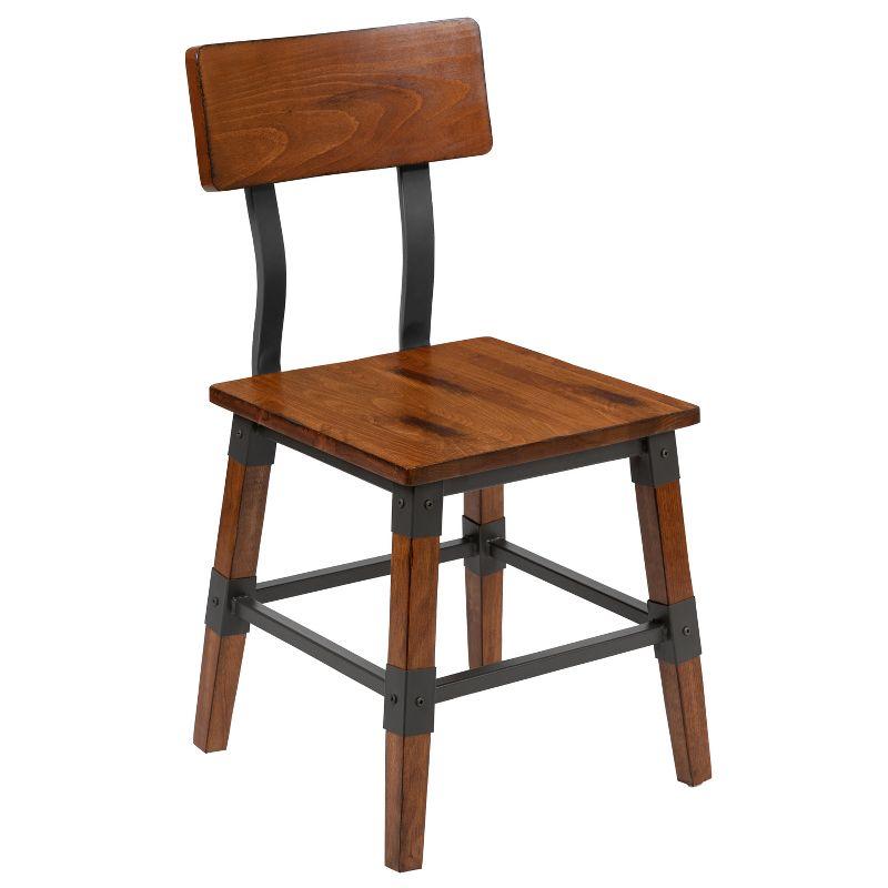 Flash Furniture 2 Pack Rustic Antique Walnut Industrial Wood Dining Chair