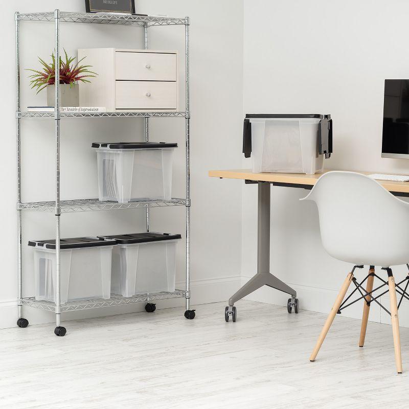 IRIS USA File Box File Organizer Plastic File Box w/ Winglid for Letter/Legal File, Clear 18 Qt. 4Pack