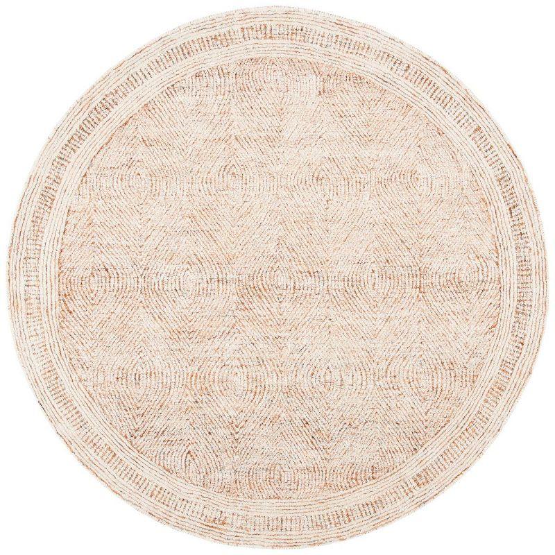 Abstract ABT340 Handmade Indoor Area Rug - Ivory/Rust - 4' Round - Safavieh