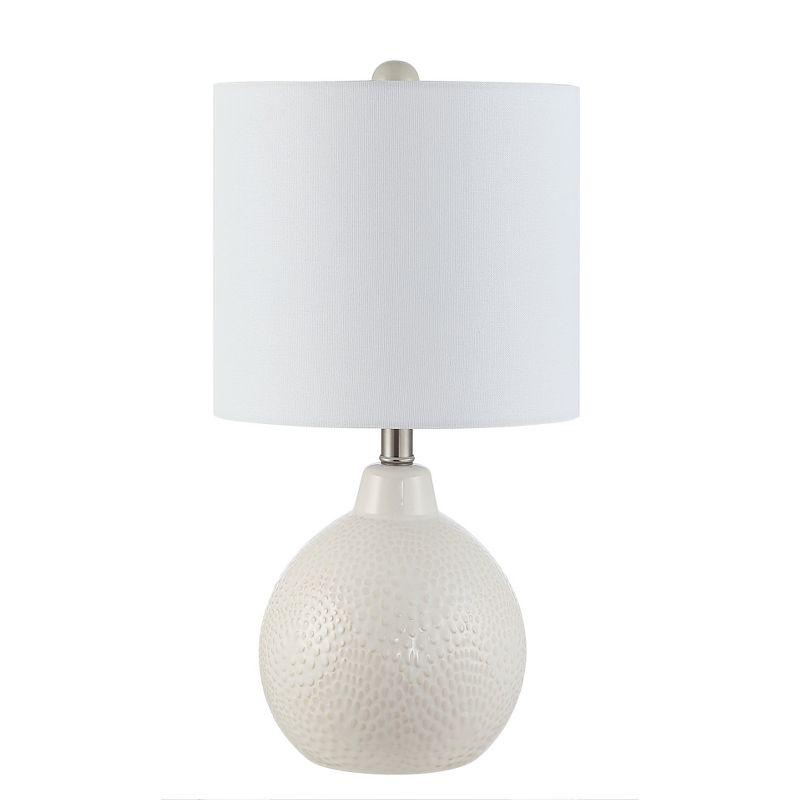 Ivory Ceramic Gourd Table Lamp with White Drum Shade