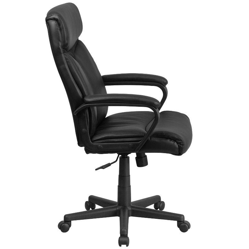 Flash Furniture Raya High Back Black LeatherSoft Executive Swivel Office Chair with Slight Mesh Accent and Arms