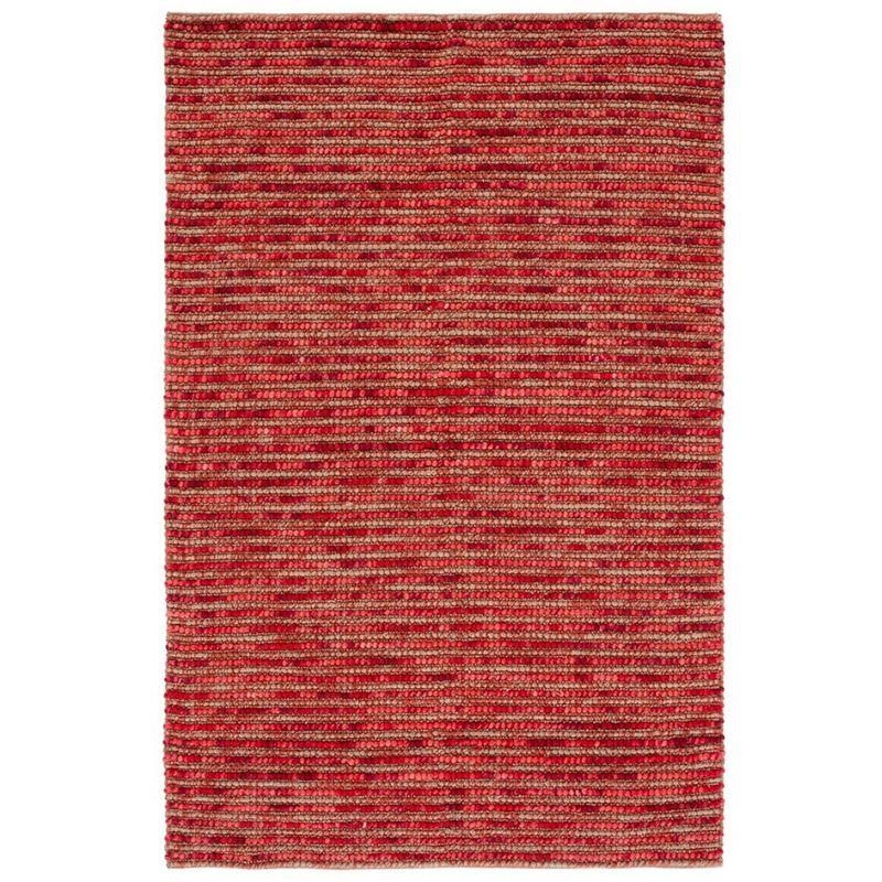 Handmade Red and Multicolor Wool Bohemian Area Rug, 5' x 8'