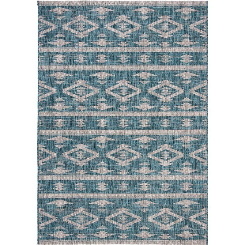 Courtyard CY8863 Power Loomed Indoor/Outdoor Area Rug - Teal/Grey - 5'3"x7'7" - Safavieh.