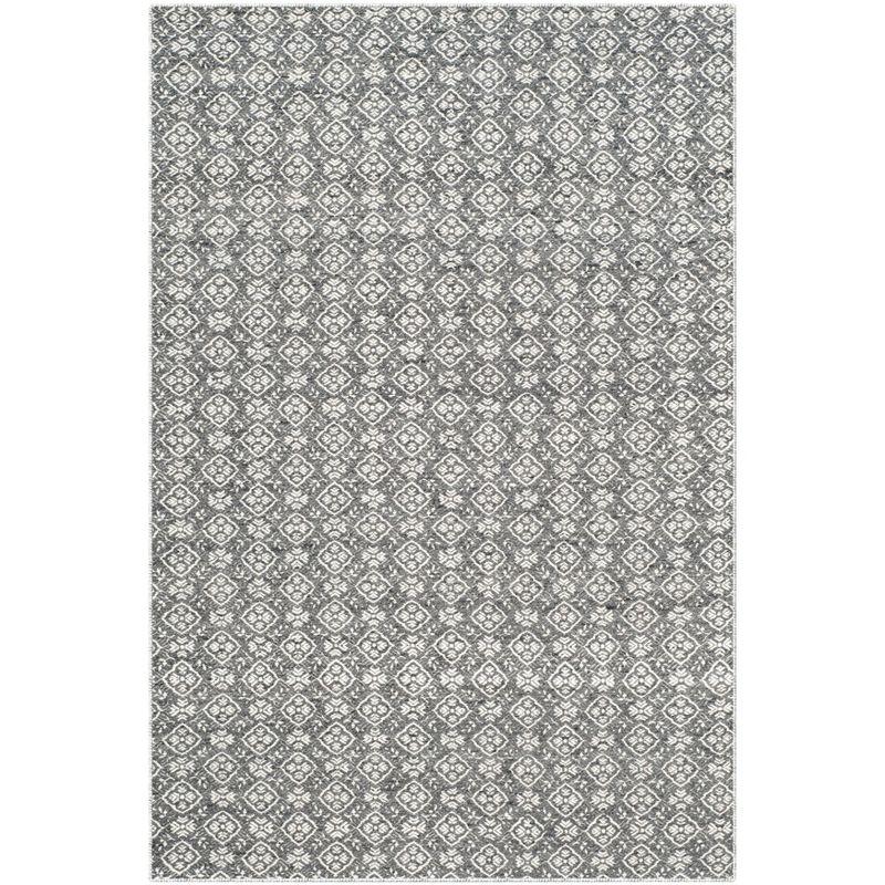 Ivory & Charcoal Handwoven Kilim Wool Rug 4' x 6'