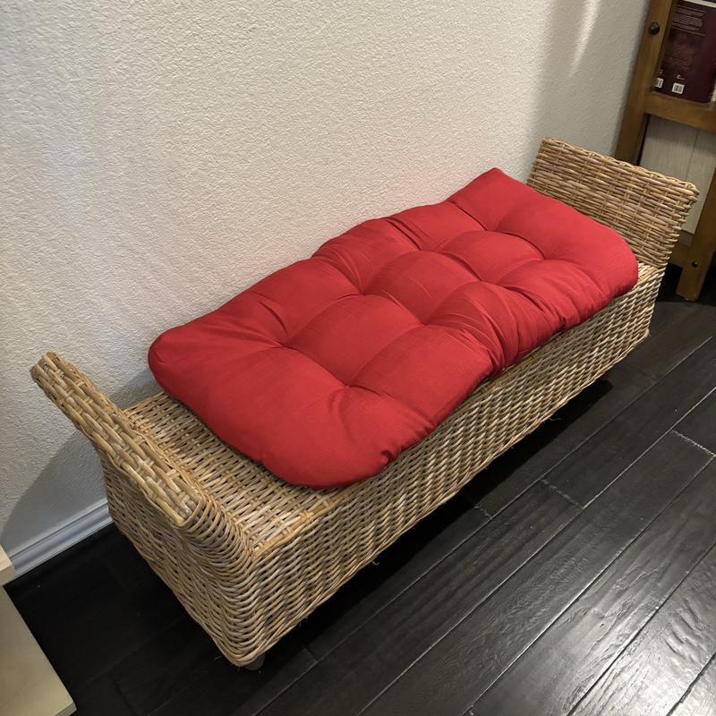 Outdoor Patio Loveseat Thick Tufted 44" x 19" Fiber Fill Cushion , Cream