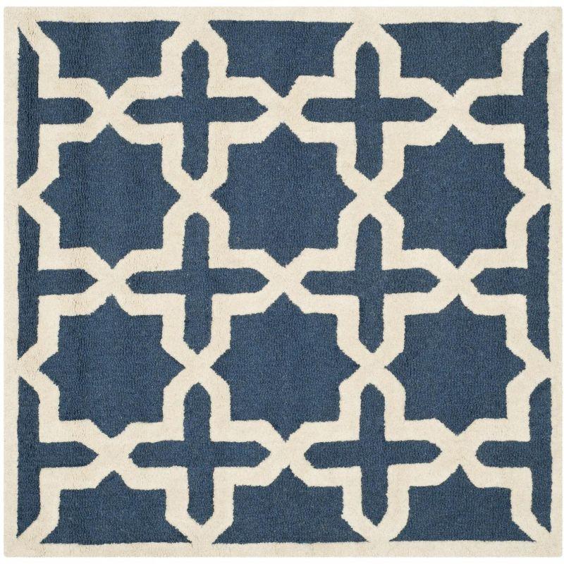 Cambridge CAM125 Tufted Indoor Area Rug - Navy Blue/Ivory - 4'x4' - Safavieh