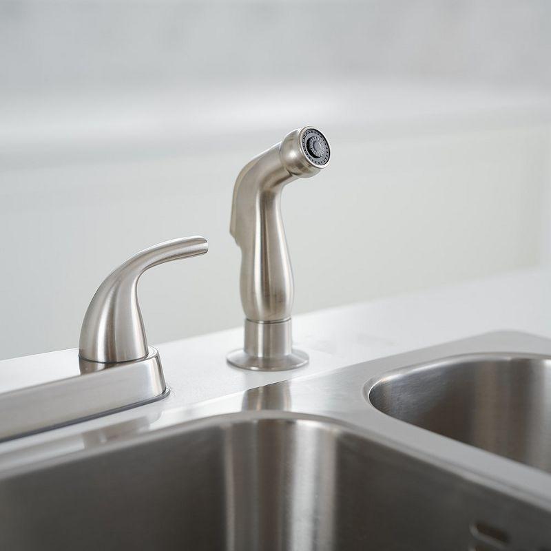 Double Handles 4 Holes Standard Kitchen Faucet Sink With Side Sprayer