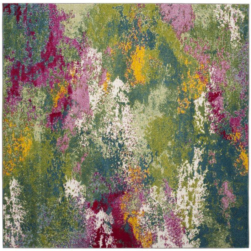 Watercolor WTC697 Power Loomed Indoor Area Rug - Green/Fuchsia - 5'3"x5'3" - Safavieh