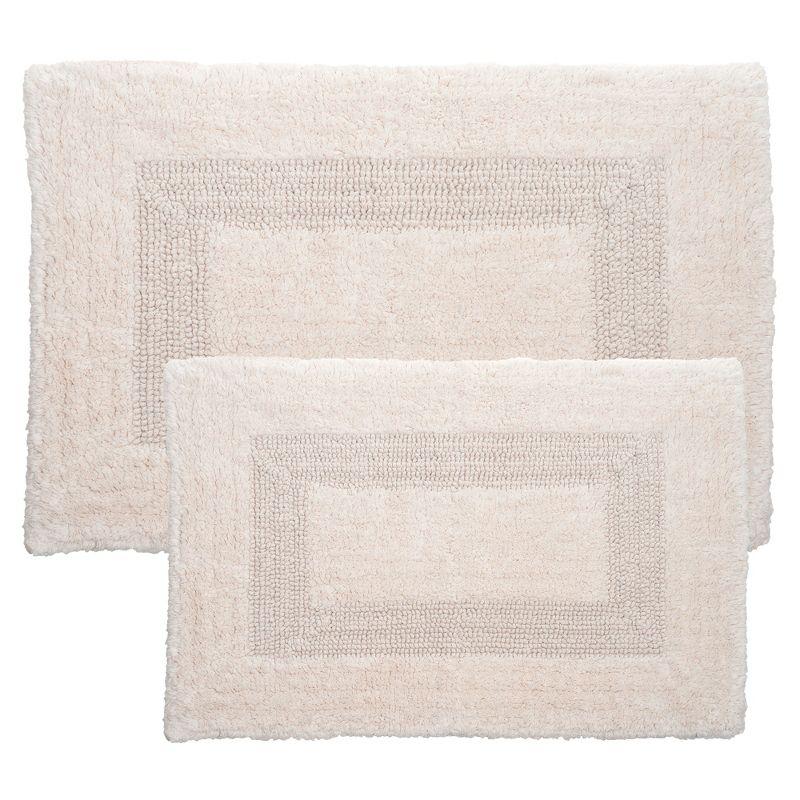 Ivory Cotton Reversible Bath Mat Set - 2 Pieces