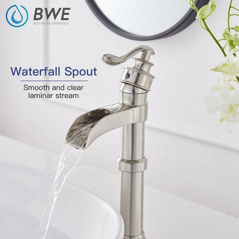 Brushed Nickel Waterfall Spout Single Handle Vessel Faucet