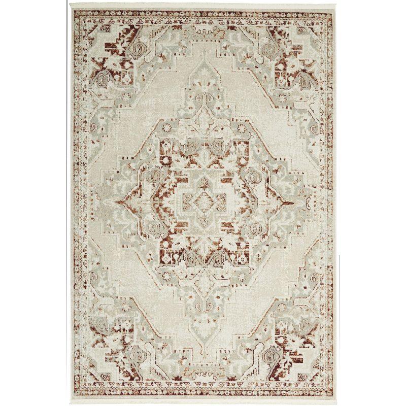 Brick Red and Silver Rectangular Persian Area Rug