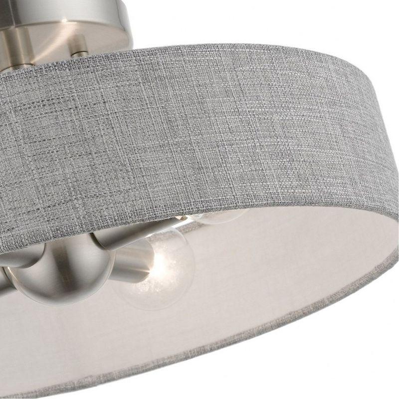 Livex Lighting Elmhurst 4 - Light Semi-Flush Mount in  Brushed Nickel/Shiny White