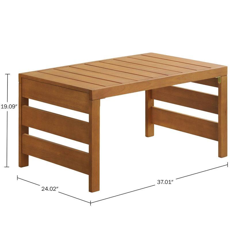 Alaterre Furniture Barton Eucalyptus Wood Outdoor Slotted Coffee Table Brown