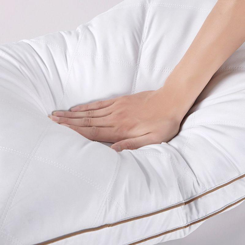 Peace Nest Goose Feather Down Pillow White Quilted Cotton Cover Set of 2