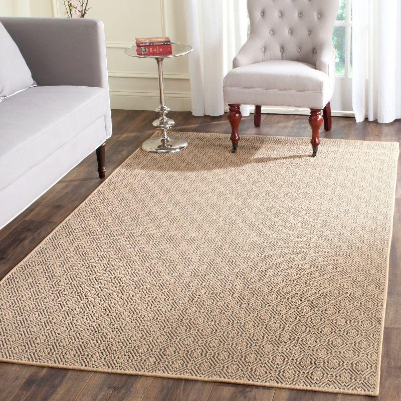 Palm Beach Natural Black Geometric 4' x 6' Synthetic Rug