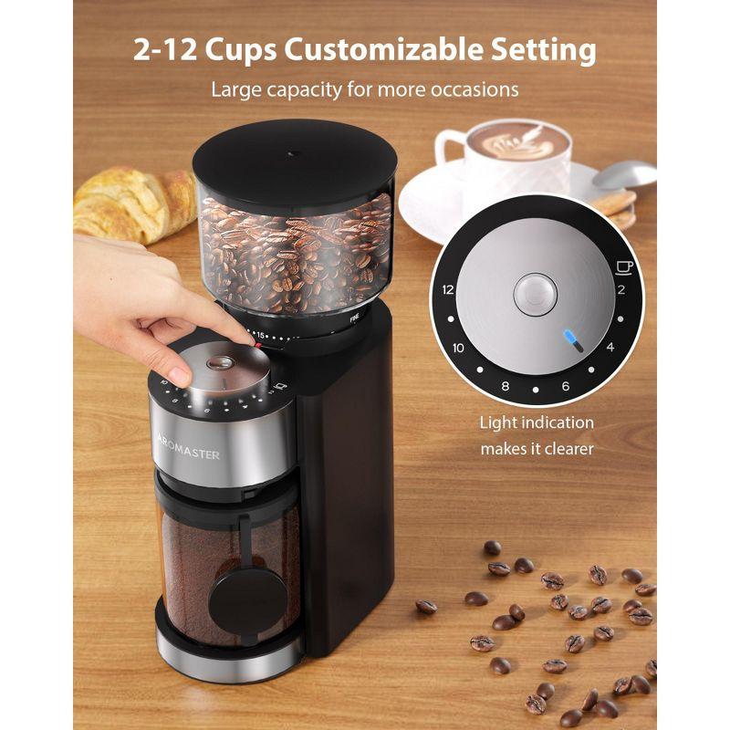 Aromaster Burr Coffee Grinder, Coffee Bean Grinder with 25 Grind Setting