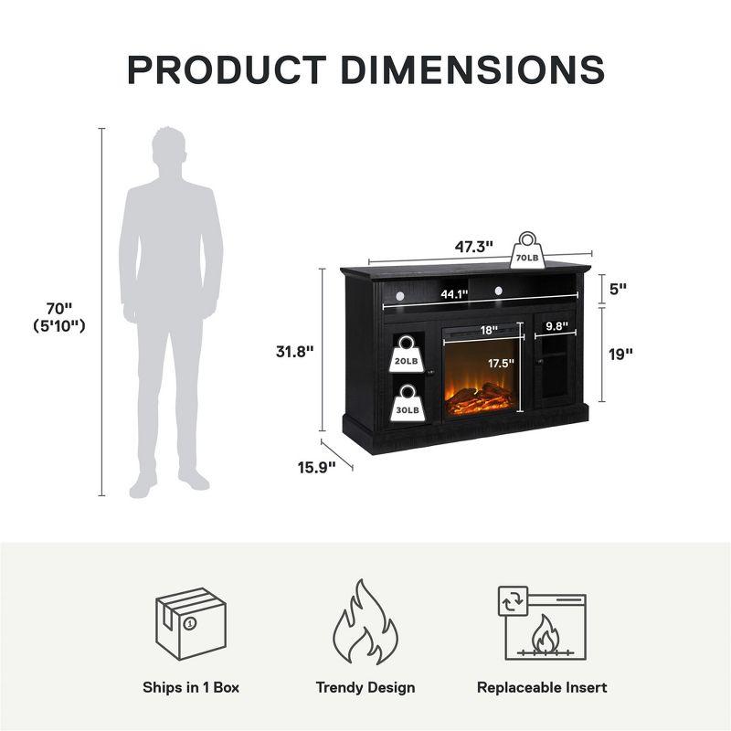 Ameriwood Home Chicago Electric Fireplace Space Heater TV Console for TVs up to a 50", Black Oak