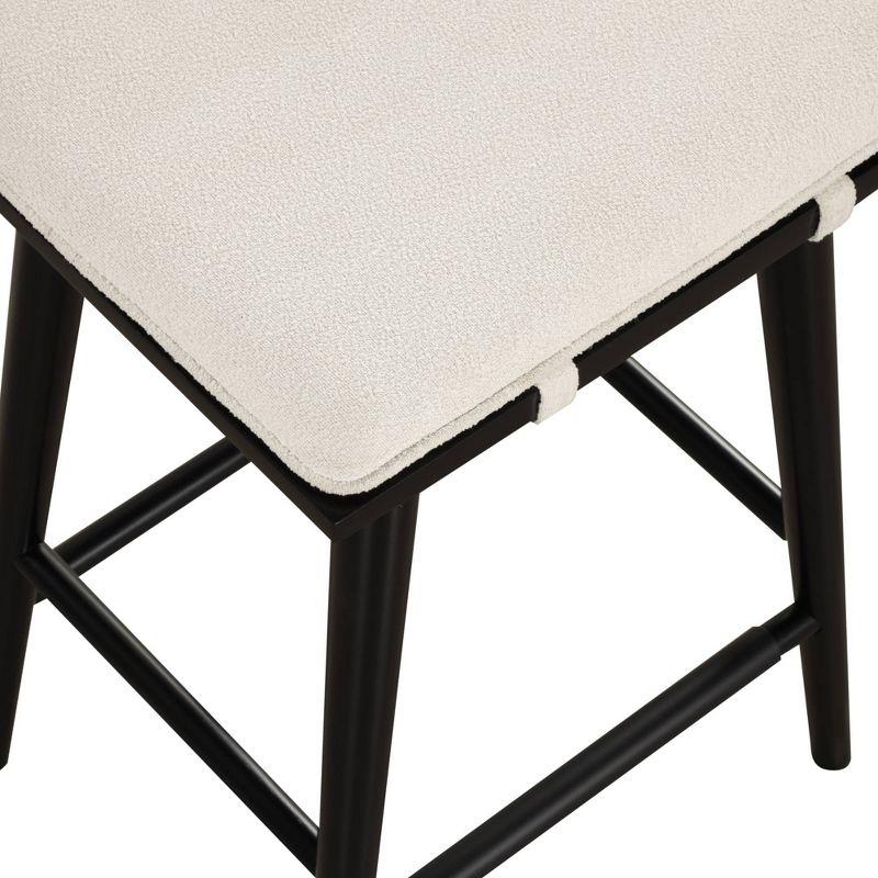 Nathan James Barker Wood and Boucle Counter Height Barstool Black: Linen Upholstered, 24.8" Tall