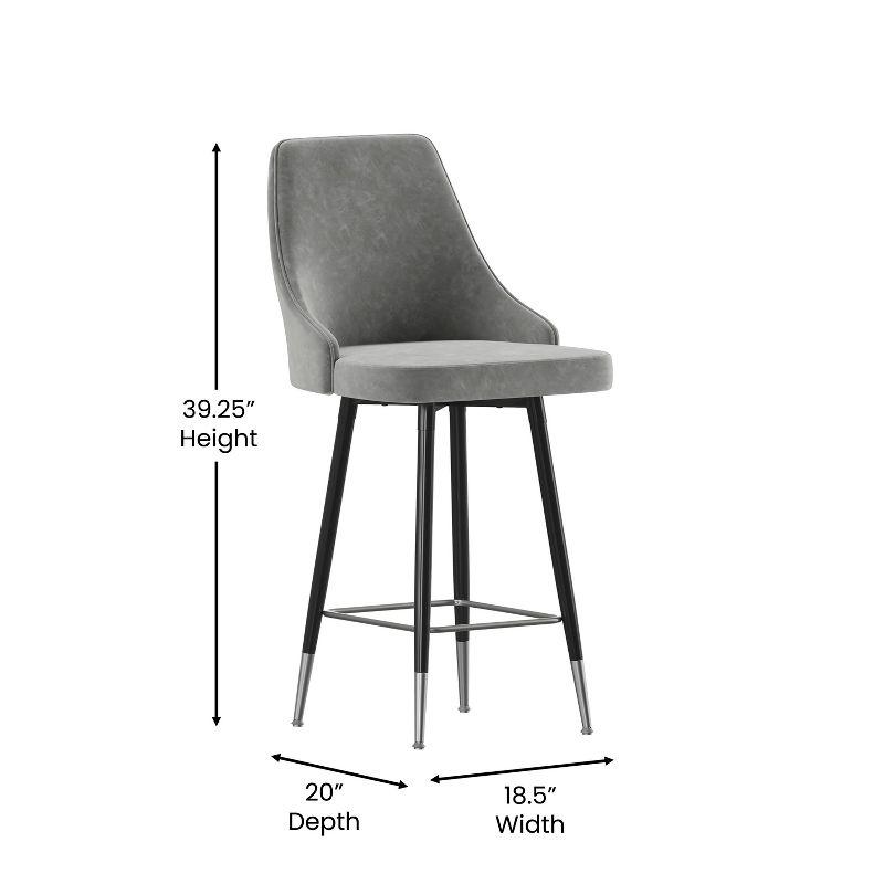 Flash Furniture Commercial Gray LeatherSoft Counter Height Stools with Chrome Accents - 2 Pack