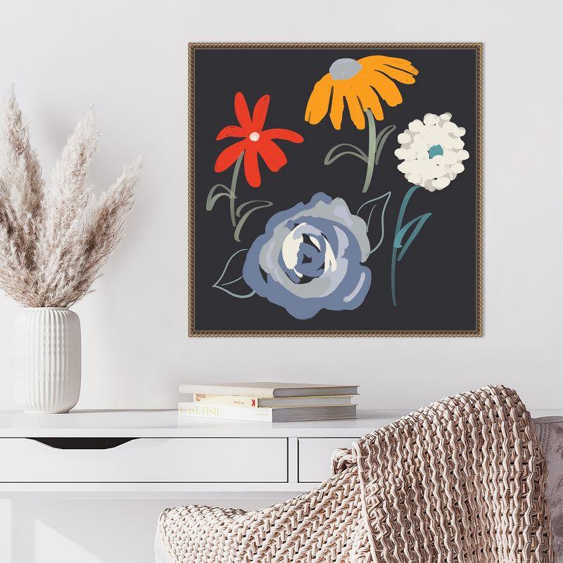 Amanti Art Flowers at Night by Robin Maria Canvas Wall Art Print Framed 22 x 22-in.