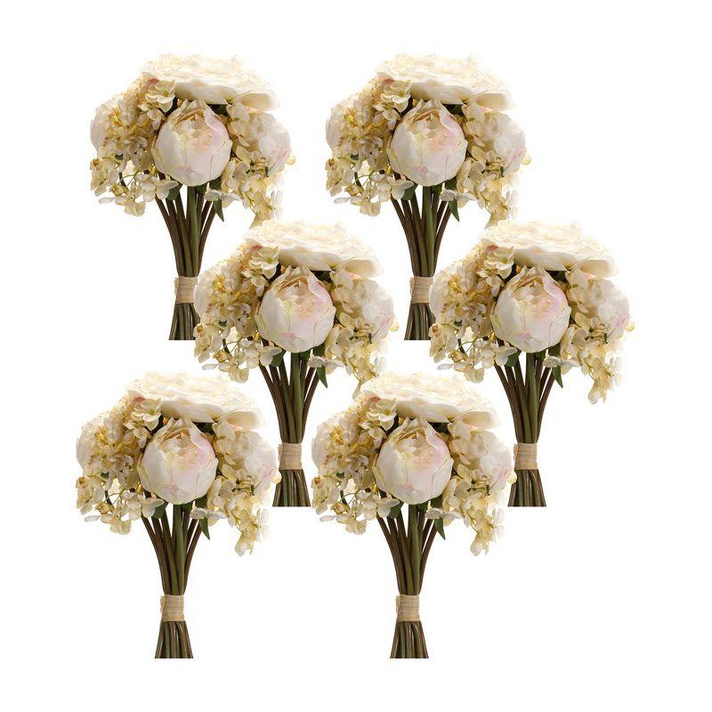 Melrose White Peony Hydrangea Bouquet (Set of 6)