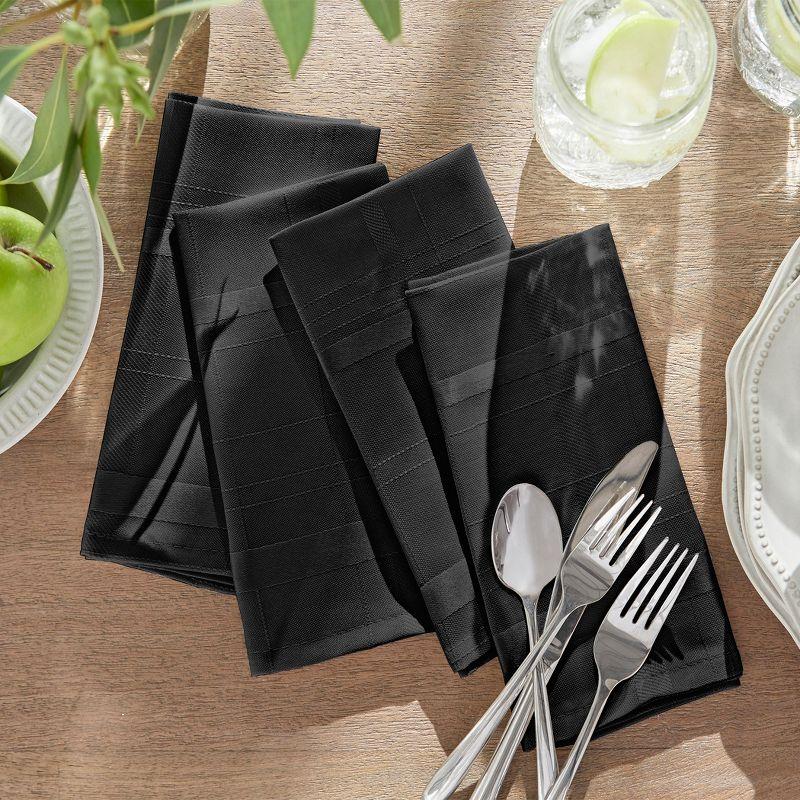 Black Plaid Polyester Napkin Set of 4 - 17" x 17"